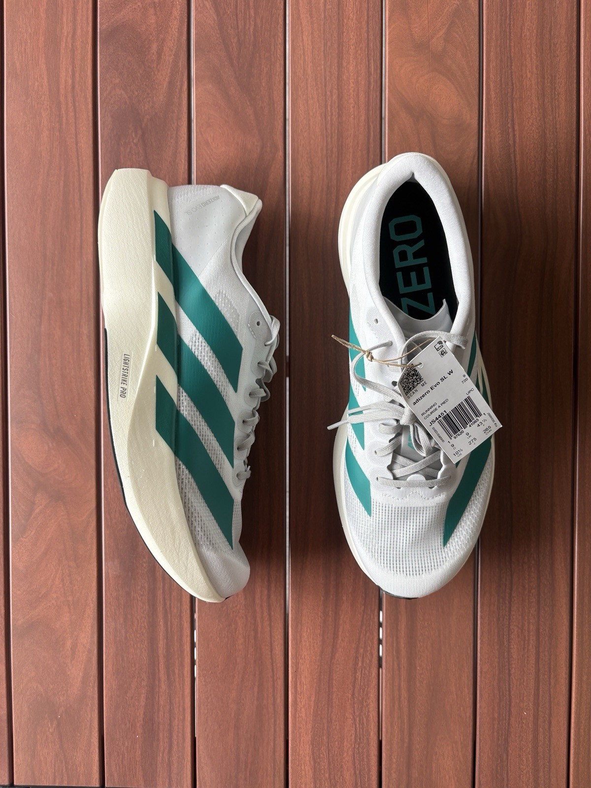 adidas Adizero Evo SL Women’s Lace-Up Low Top Running Sneaker White/Green JS4451