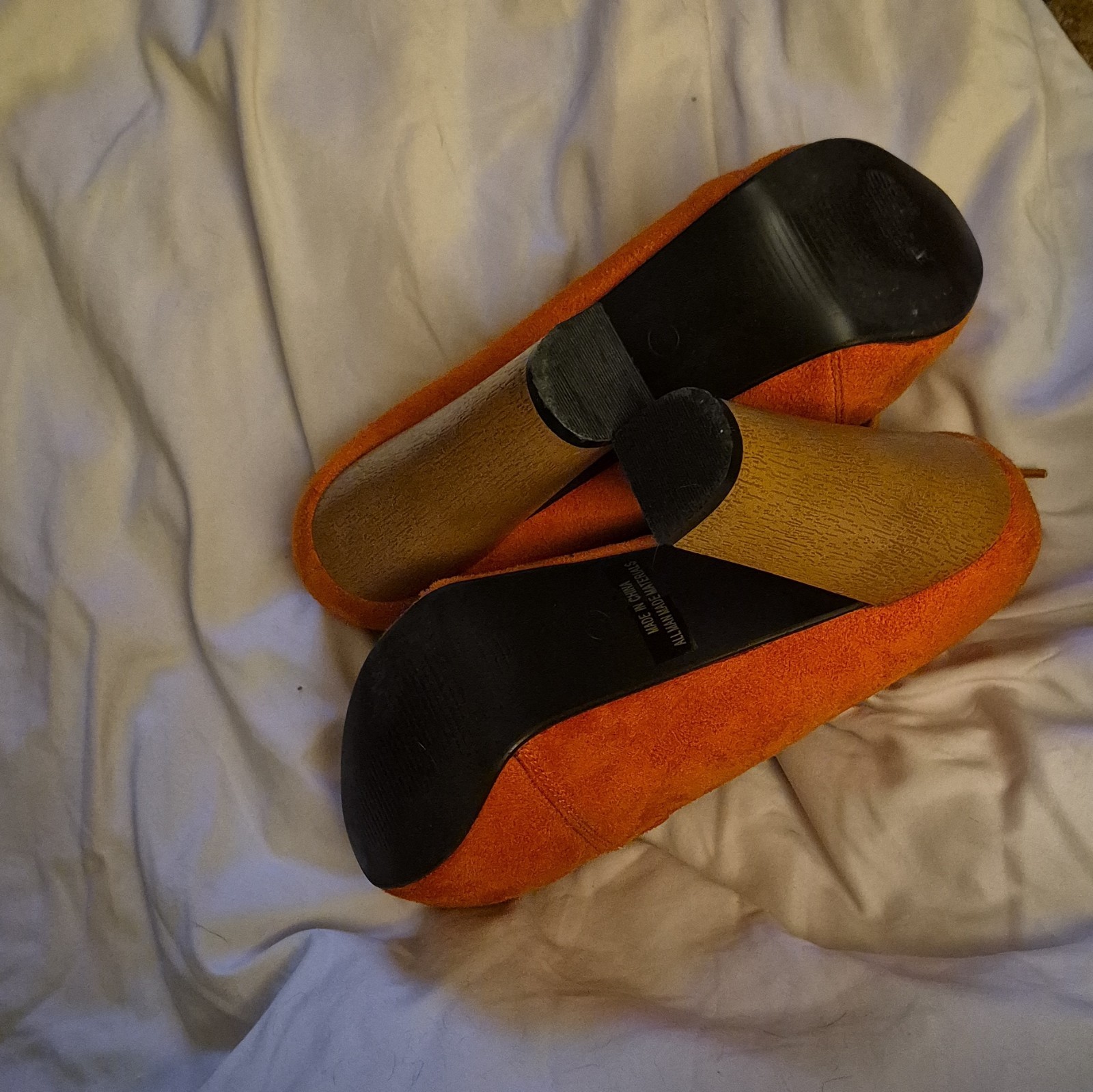 Traffic Orange Suede Platform Lace-Up Ankle Bootie Round Toe 6