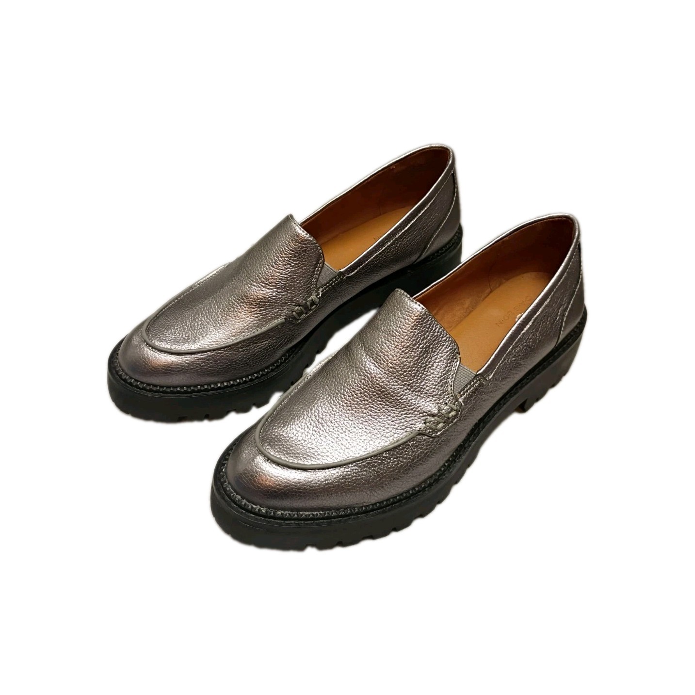 Caslon Shoes Womens Size 8 Silver Loafers Water Resistant Lug Sole Slip On
