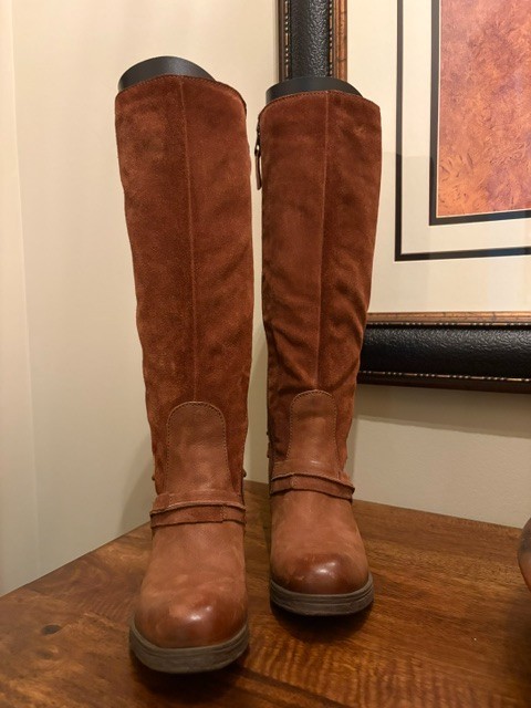 Miz Mooz tall leather/suede lace up heeled boot size 37 NEW