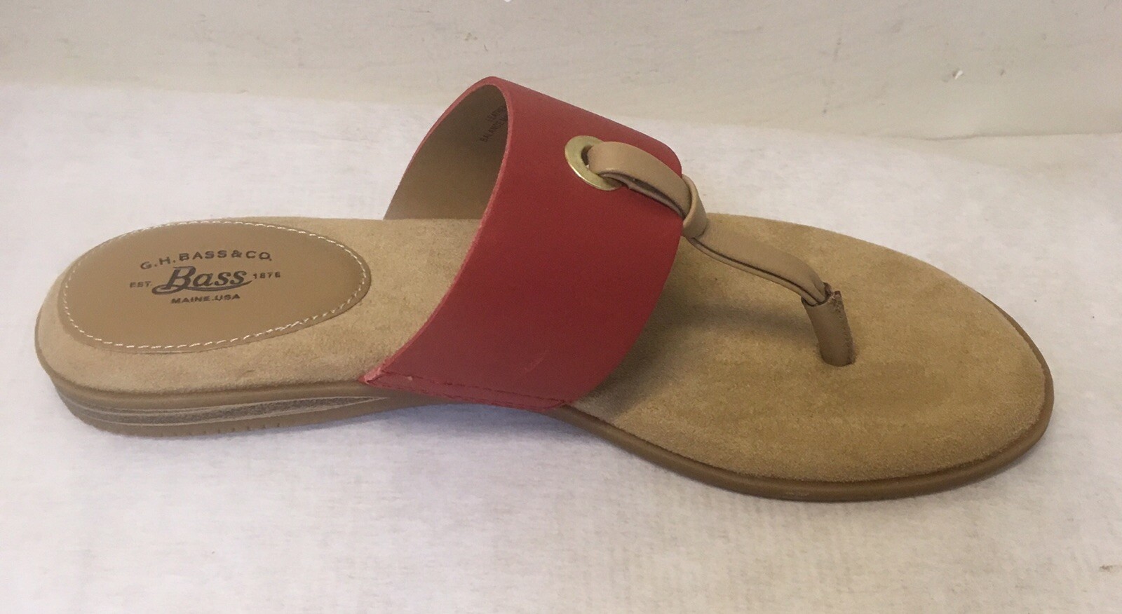 G.H. Bass Robin Red Sandal Leather Upper Suede Like Sock Lining Size 6M