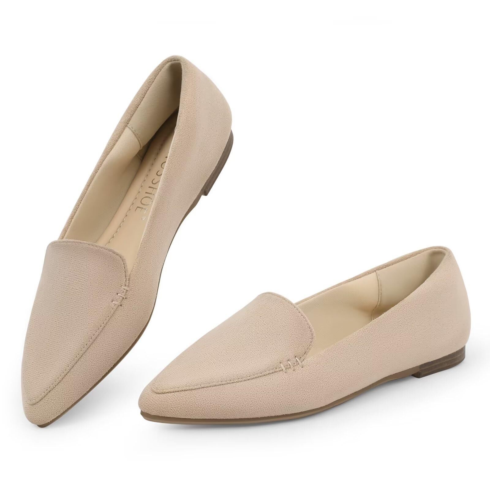 MUSSHOE Loafers for Women Comfortable Pointed Toe SIZE 11 WHITE PU