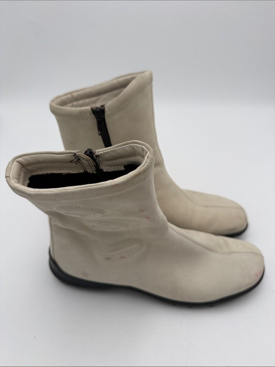 Ecco Cream Zip Mid-Calf women latex Boots 38 wool lining casual office outdoor