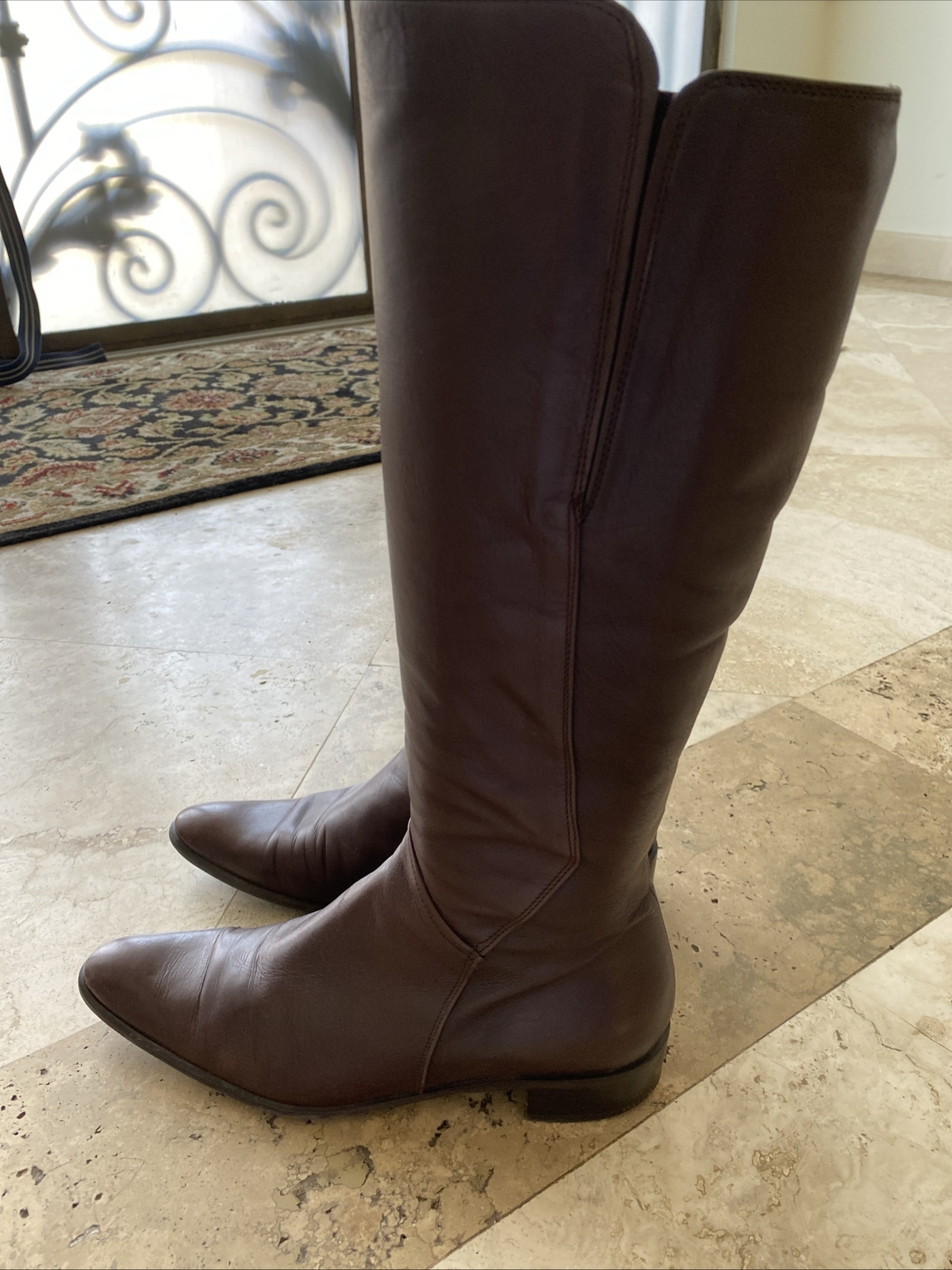 Russell & Bromley Womens Knee High Brown Leather Boots Sz 39.5US 8.5 Made Italy