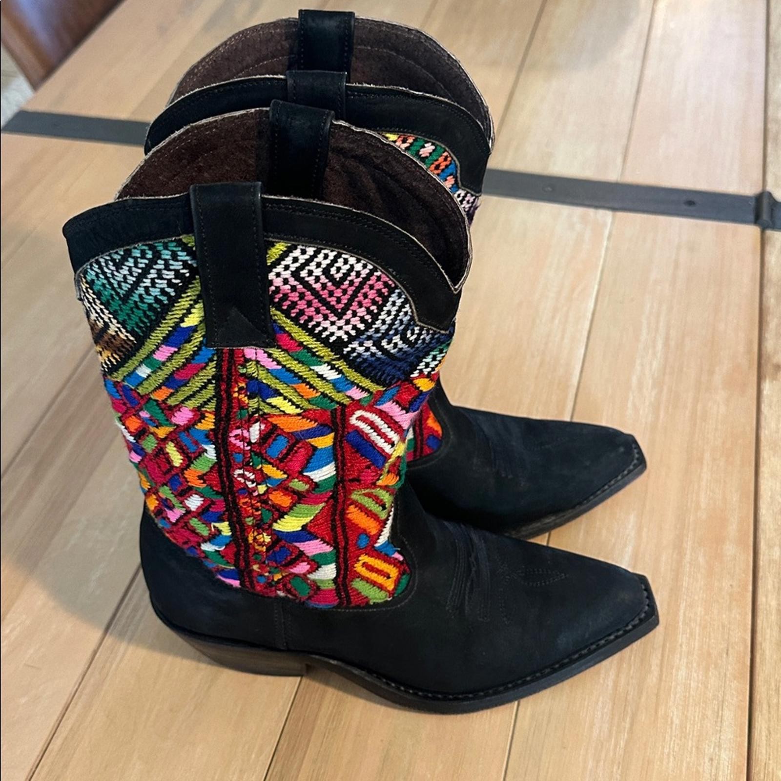 Handmade 90’s 8.5 Cowboy Boot Black Leather Jorge Leonel