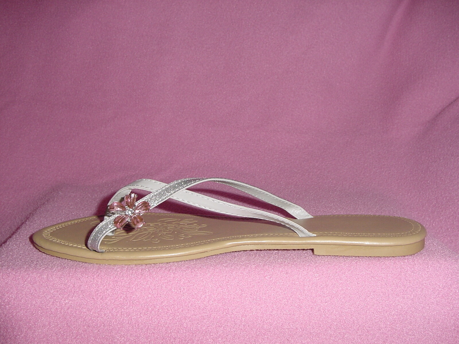 Metallic Glitter Thong Flop Sandal Gems GREEN or GRAY/SILVER XL 11-12 FREE SHIP