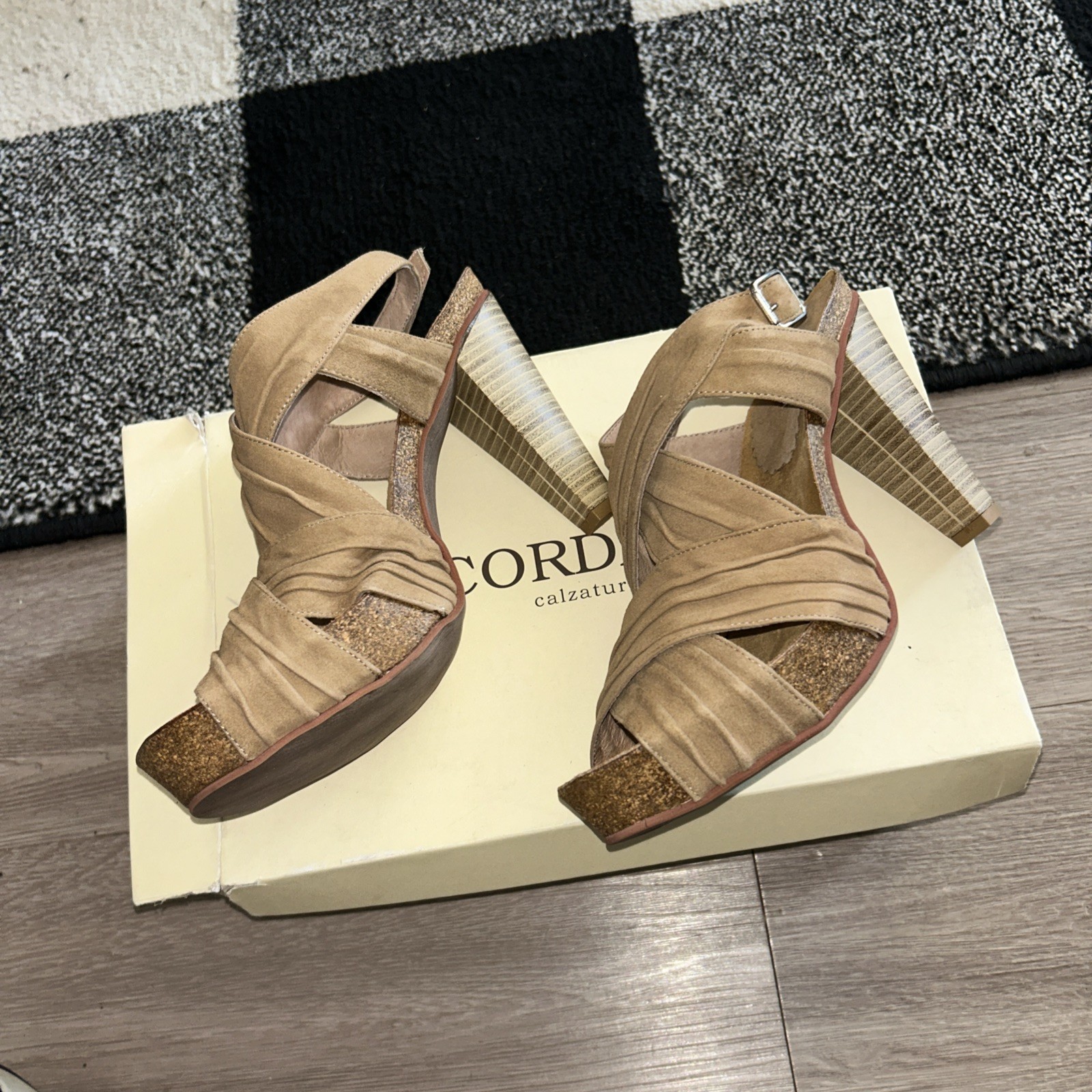 CORDANI BRAND STRAPPY SUEDE HEEL ‘RUSSELL’, SIZE 38