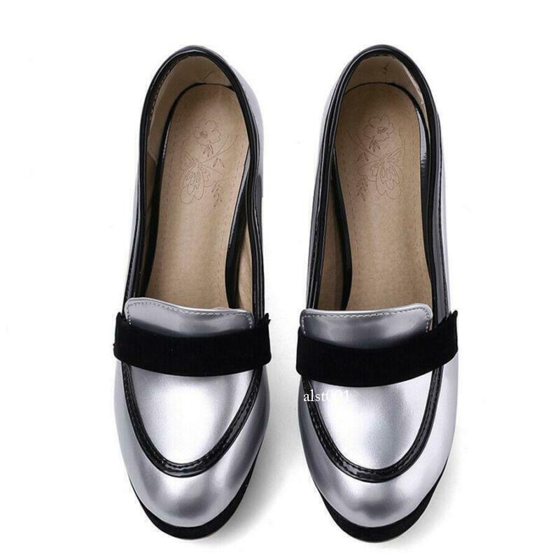 Women’s Platform Plus Size Pointed Chunky Block Heeled Pumps Shoes Party