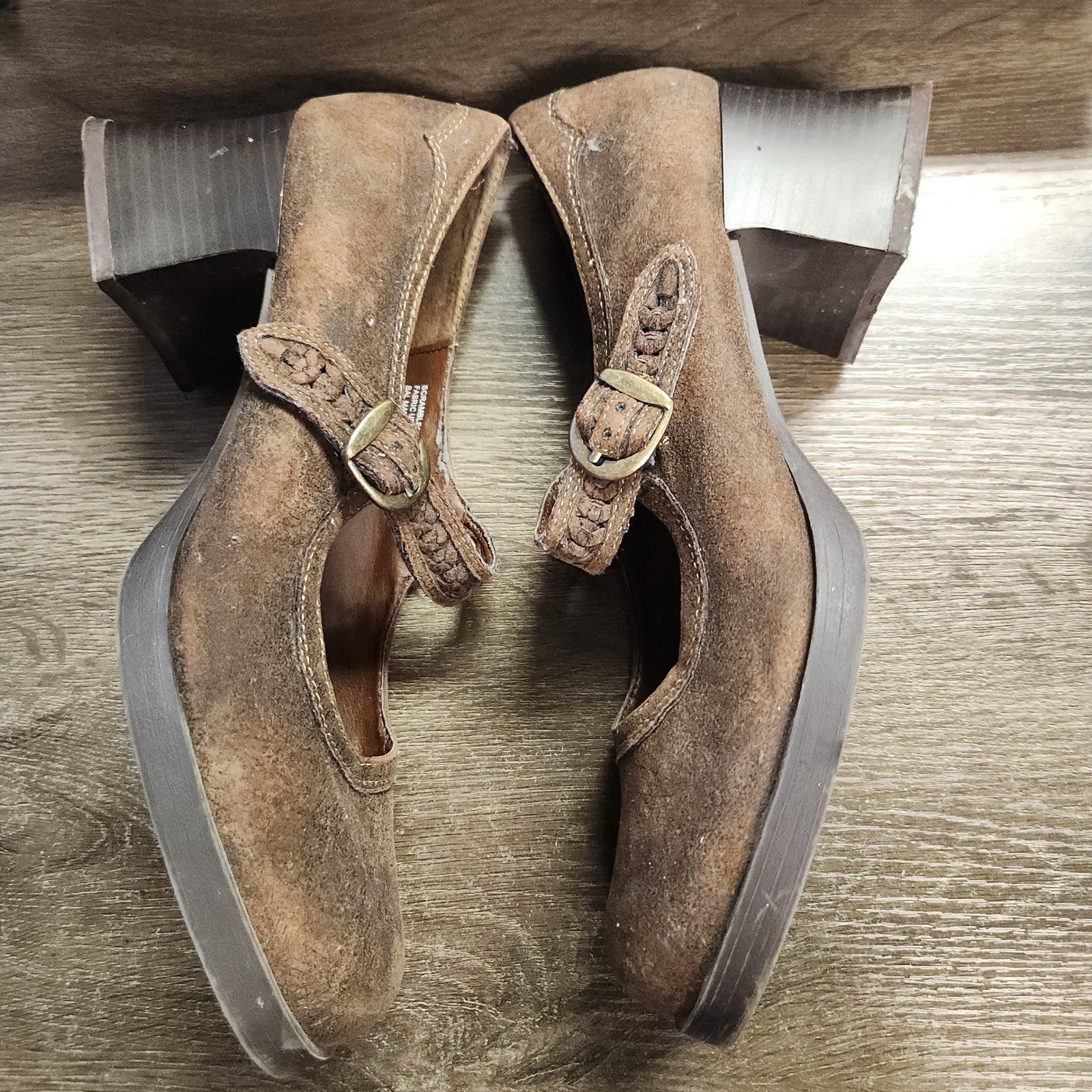 Vtg Mudd Y2K Brown Plaid Chunky Heel Platform Mary Jane *Fit Size 9/10 RARE 90’s