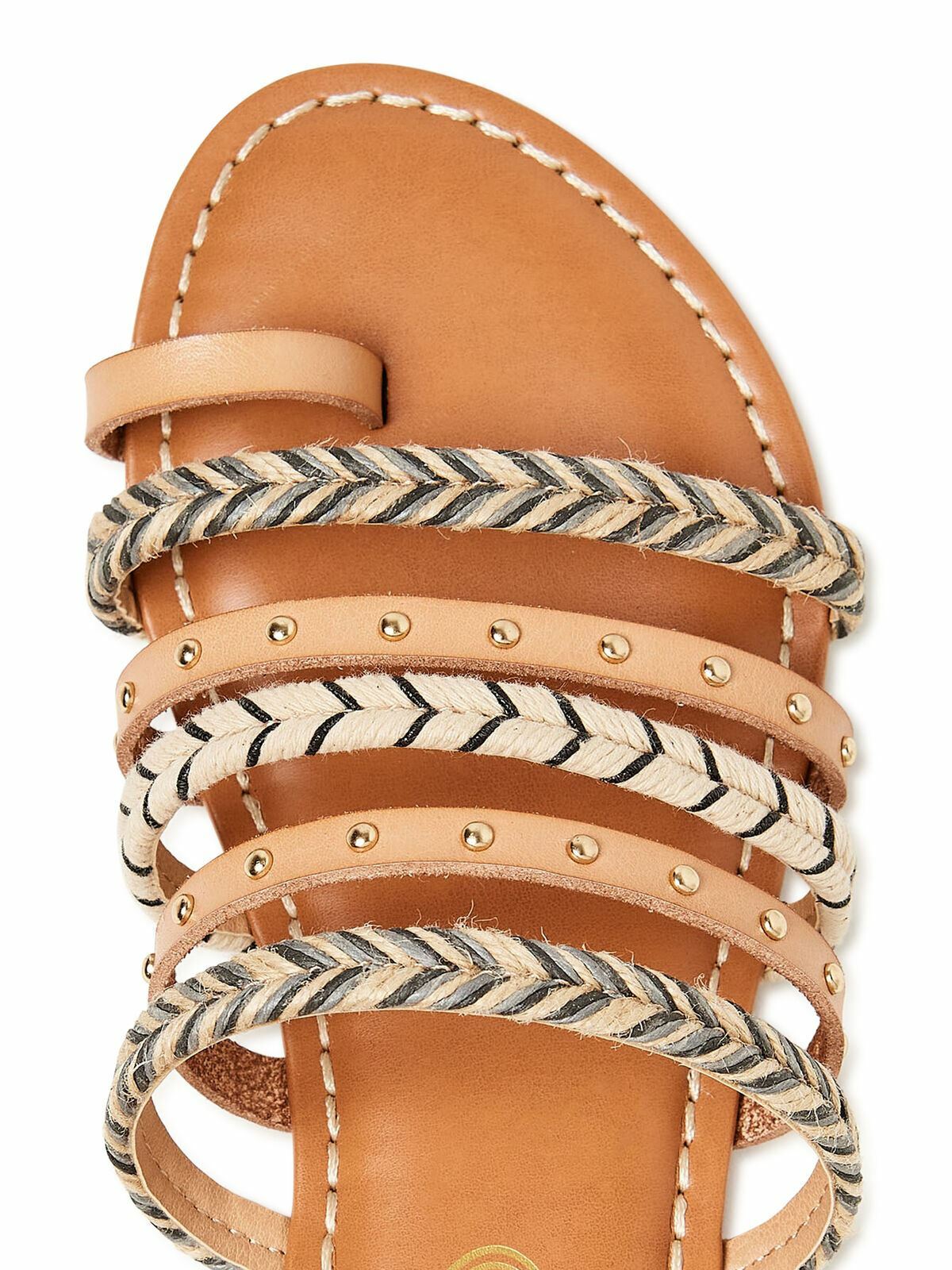 Scoop Women’s Studded Strappy Slide Sandal Size 7 Natural –336-