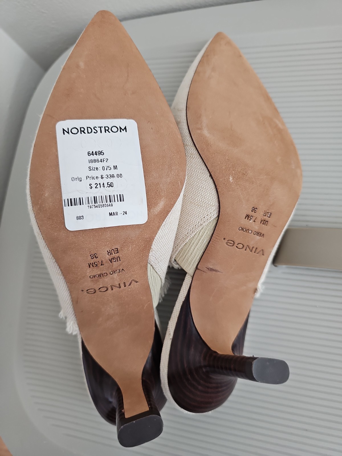 Vince Linen Mules Womens Size 7.5, Closed Toe With Heel