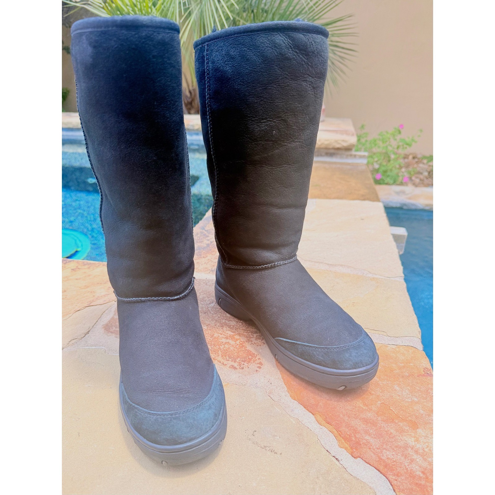 UGG Australia Ultimate Tall Tasman Braid Black Sheepskin Boots Womens 10 W10