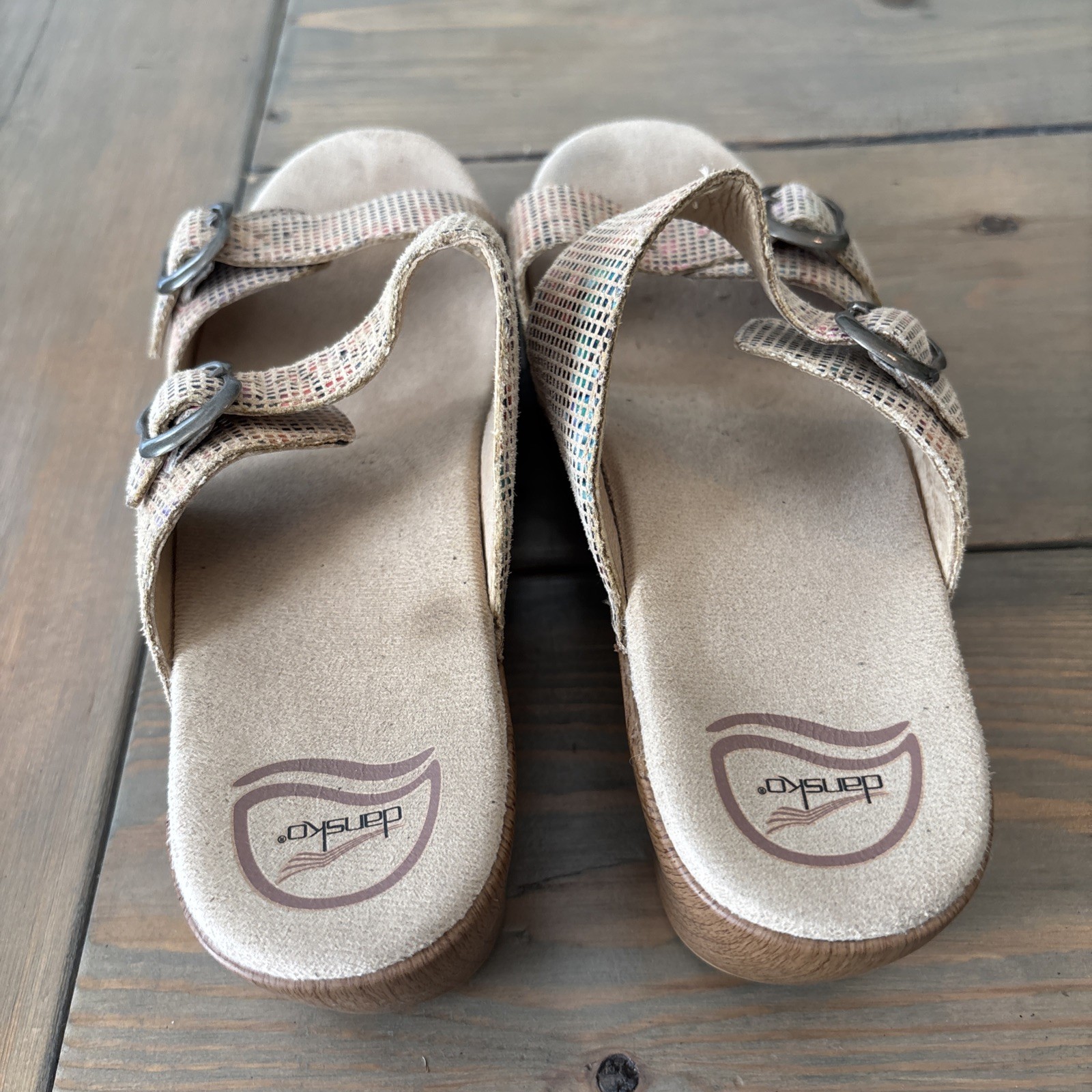 Dansko Sophie Sandals Women’s 9 EU 40 Textured Stained Glass Slide Heels Buckle