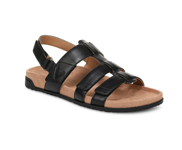 Vionic’s Eureka Strappy Sandal, Black Leather