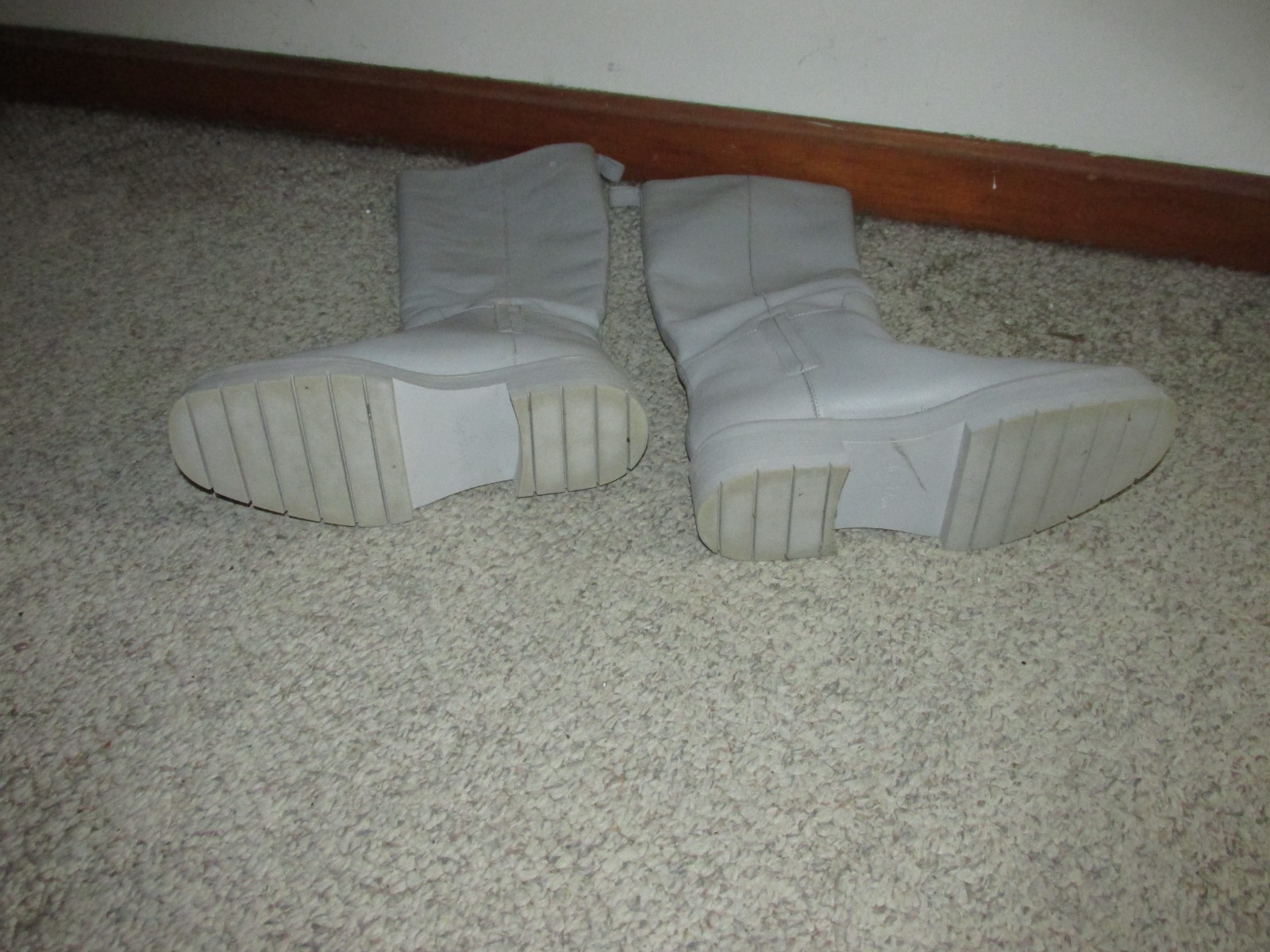 Sam Edelman Larina Gray Leather Platform Boots Size 13 M Used Good