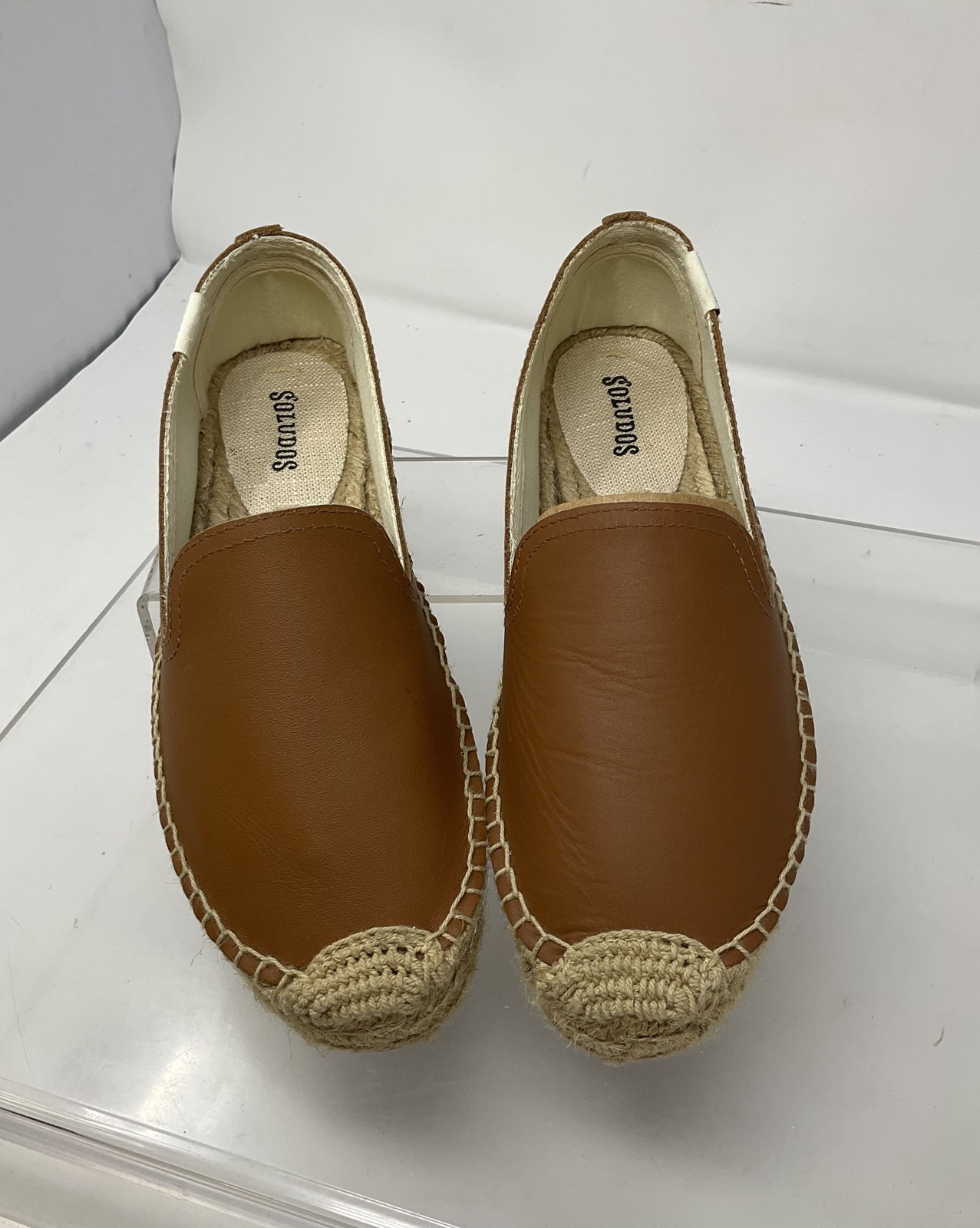 Soludos Brown Leather Espadrille Slip-On Shoes 5.5