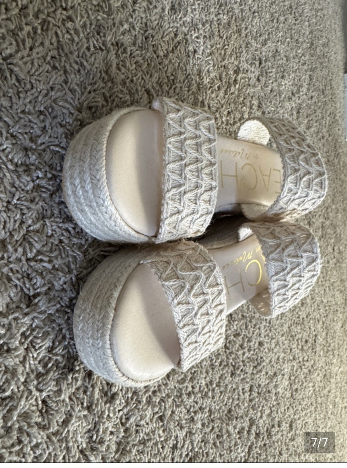 Beach By Matisse Women’s Platform Sandal Crochet Beige US 8 Slip On