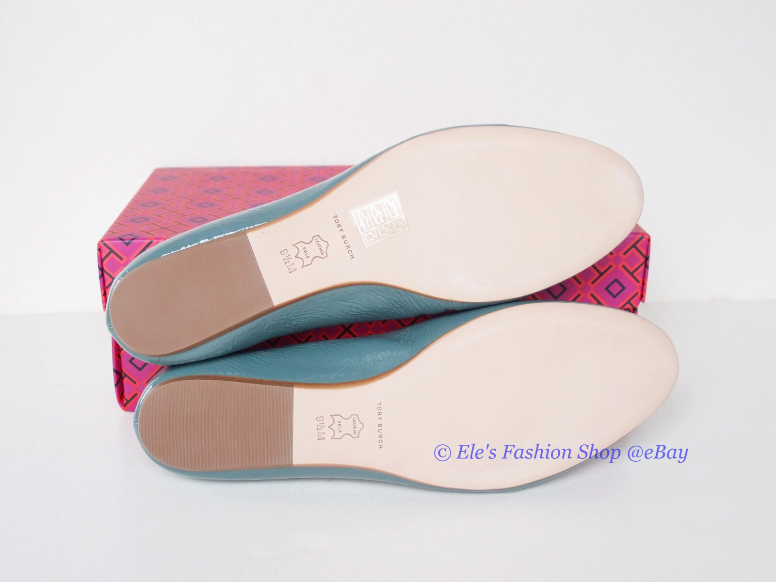 NIB Tory Burch Eleanor Leather Loafer Arctic BLUE US 7.5 8 8.5 9 9.5 AUTHENTIC