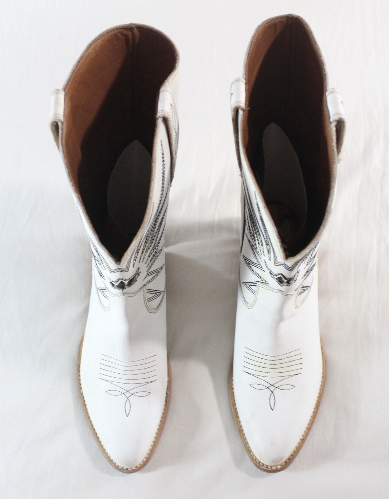 MEZCALERO – NWT $599 WHITE LEATHER «MEZCAL» WESTERN BOOTS (COWBOY CARTER!!!) 40