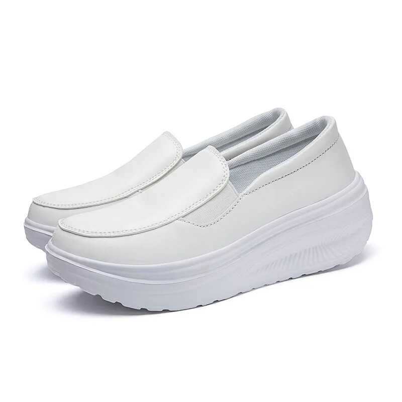 Spring Genuine Leather Soft Outsole Work Shoes Swing Shoes Wedges Single Shoes