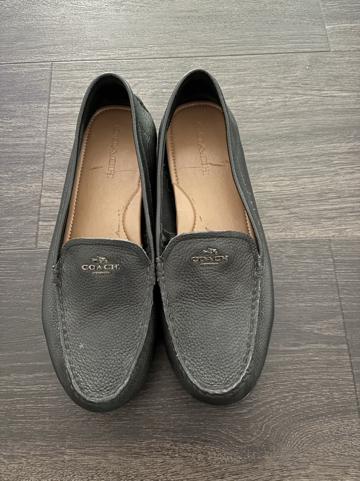 Coach Odette Loafers Women 10 Black Pebbled Leather Driving Moccasin Flats Comfo