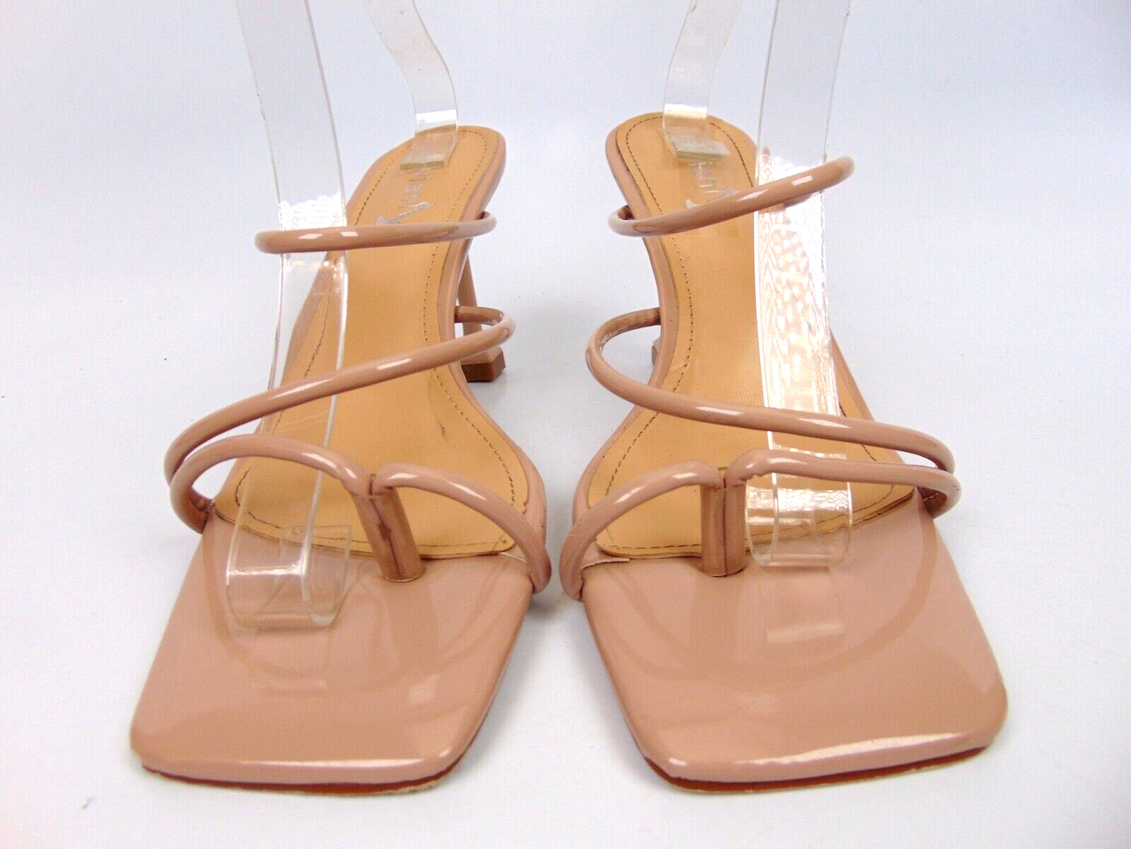 Viviany Bloc Heels Dress Women’s Evening Heels Sandals Size 8.5 M, Nude Leather