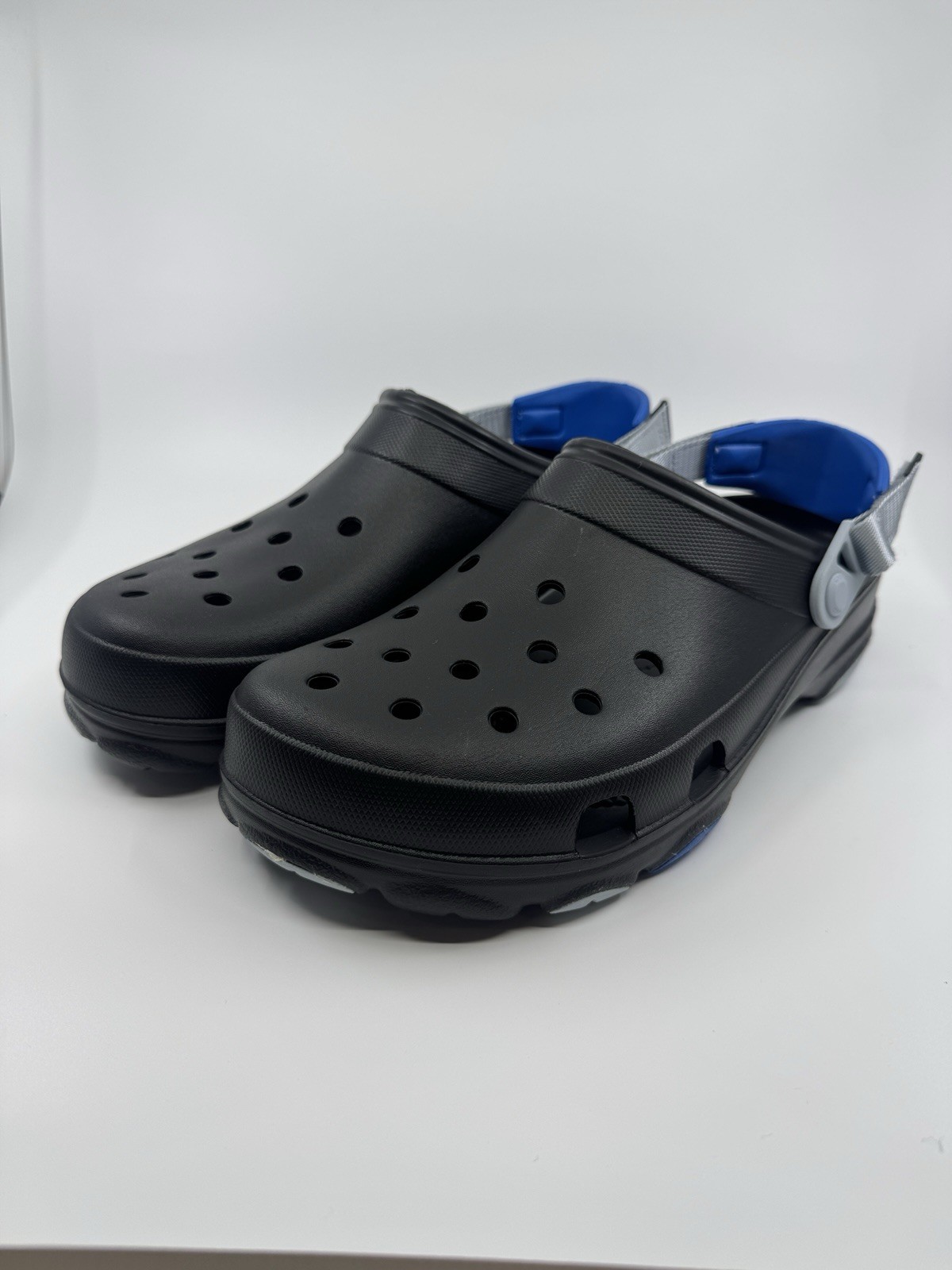 Crocs All Terrain Clogs Adjustable Heel Strap – Black/Grey/Blue – Size 13M