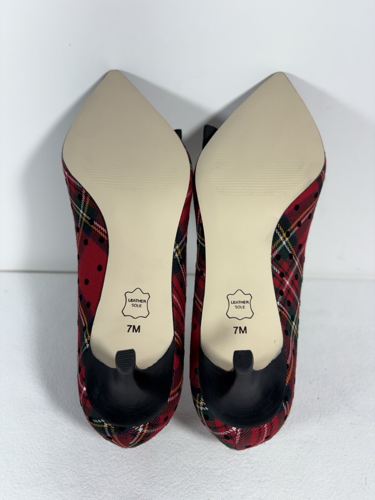 NIB Talbots ERICA Red Tartan Plaid/Bow Kitten Heel Pumps 7 M