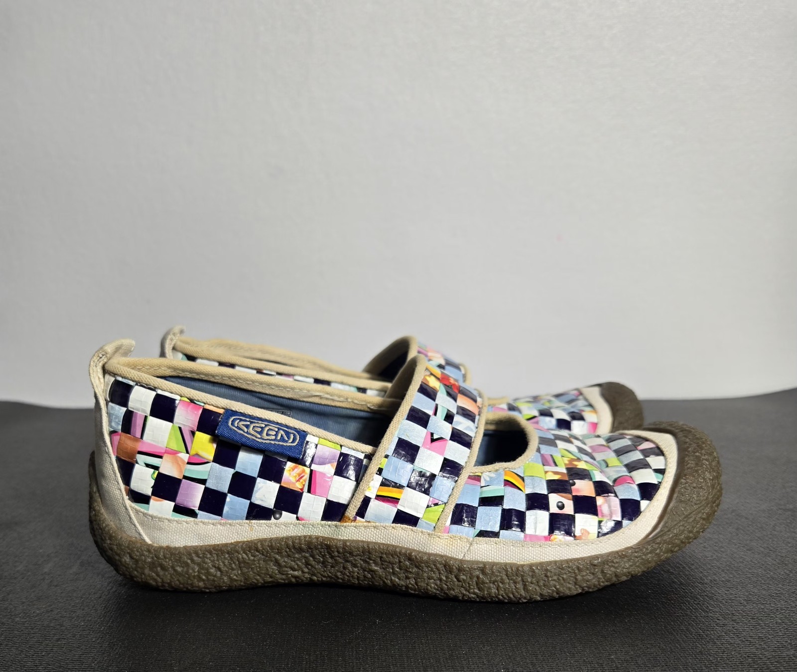 Keen Harvest Womens Size 6 Blue Multicolor Woven Rice Bag Mary Jane Shoes