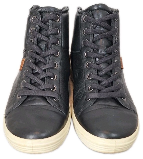 ECCO SOFT Women’s High-Top Sneaker Trainers Black Leather Booties Sz 35/US 4-4.5