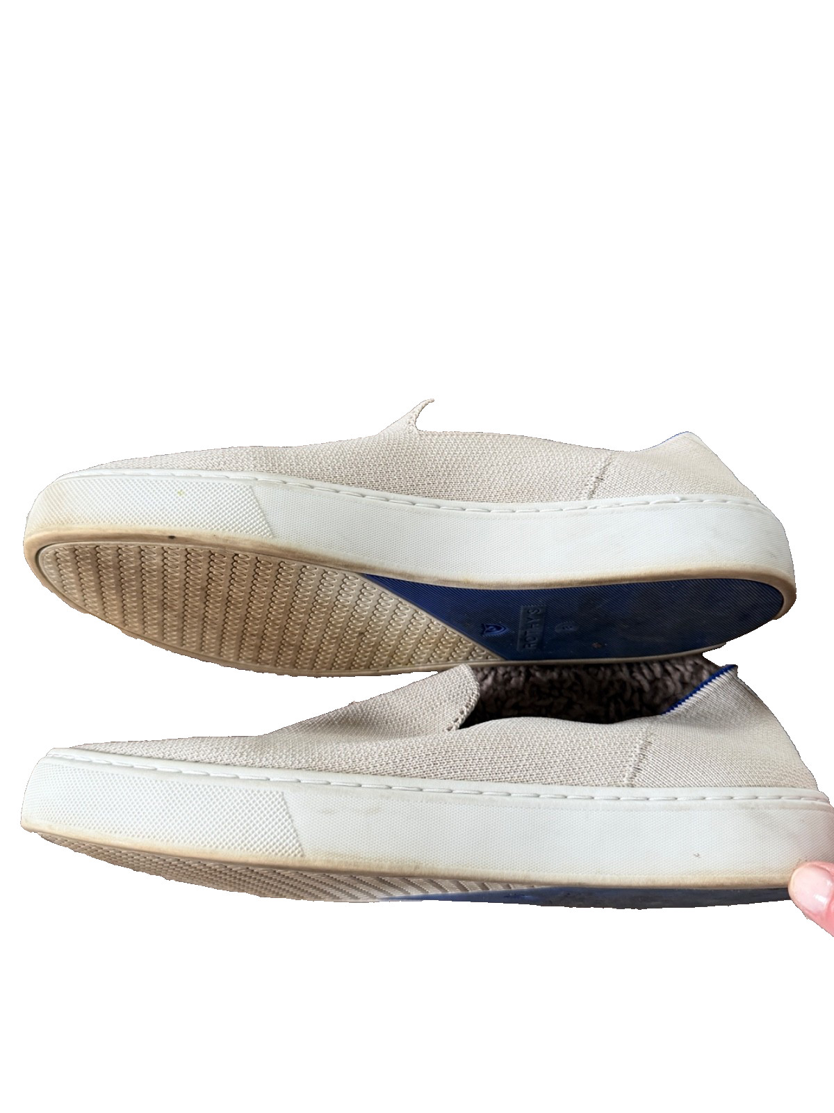 Rothy’s The Original Slip On Sneaker Women’s 8 Ivory Knit Washable Comfort Shoe