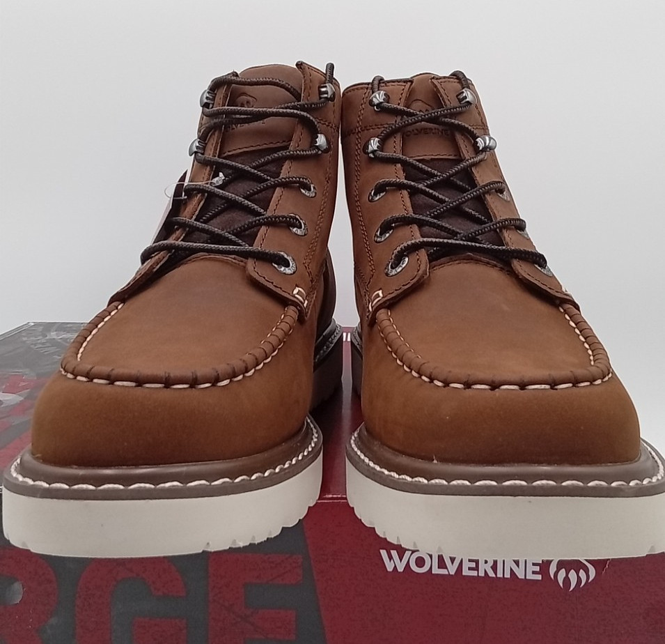 Wolverine Women’s Trade Wedge Unlined Moc-Toe Work Boots, Dark Brown Size 9 NIB