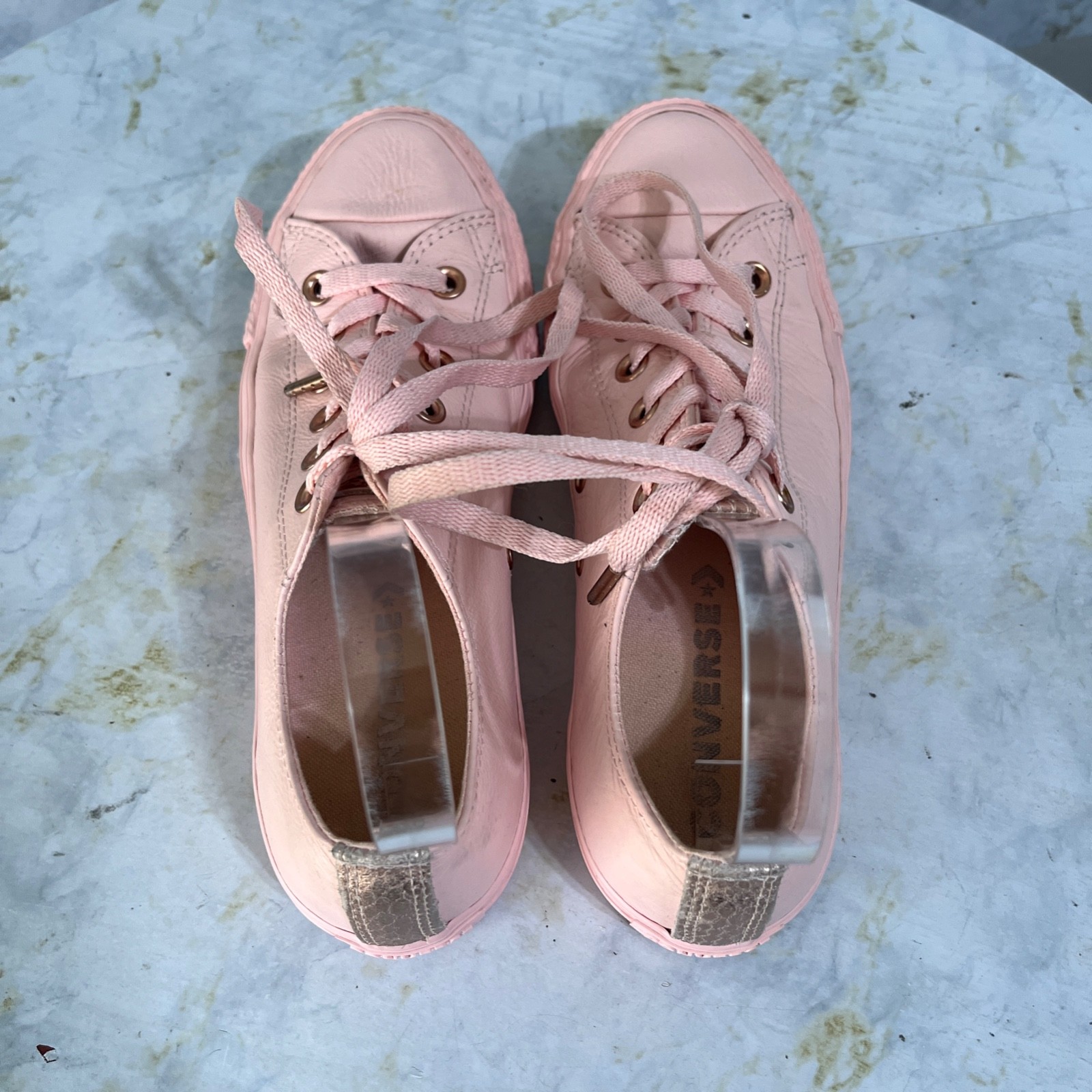 Converse All Star Chuck Taylor Womens Size 8 Shoes Pink Leather Low Top Sneakers