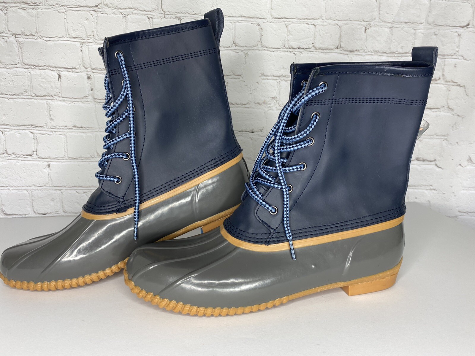 Lands End Womens 502426 Unlined Duck Boots Ankle Lace Up Deep Twilight Blue 11B