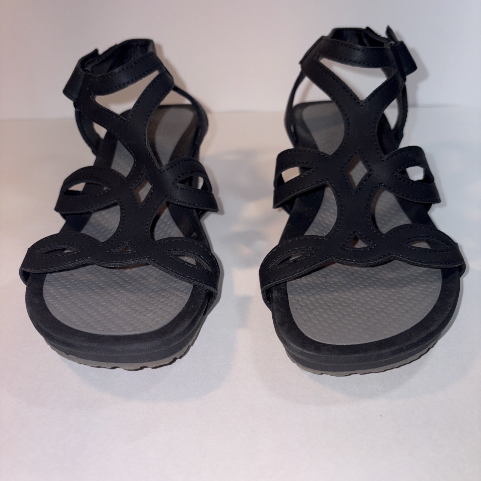 Baretraps Raeanne Womens Strappy Wedge Comfy Sandals in Black Size 8