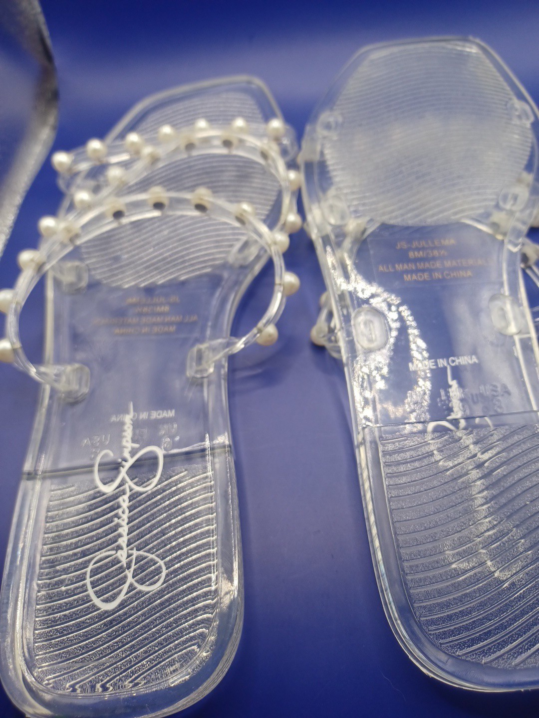Jessica Simpson Jullema Clear Jelly Pearl Slide Sandals Size 8M