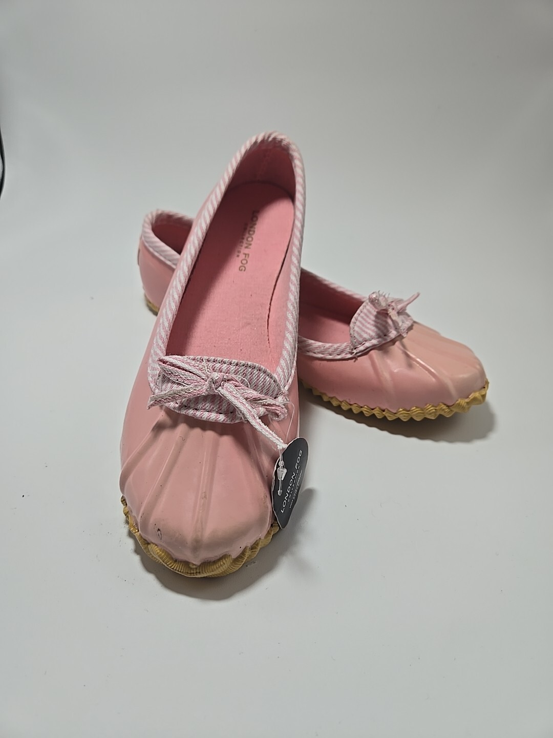 Sz 6 M New London Fog Women’s Webster Pastel Pink Bow Rain Shoe Waterproof Shell
