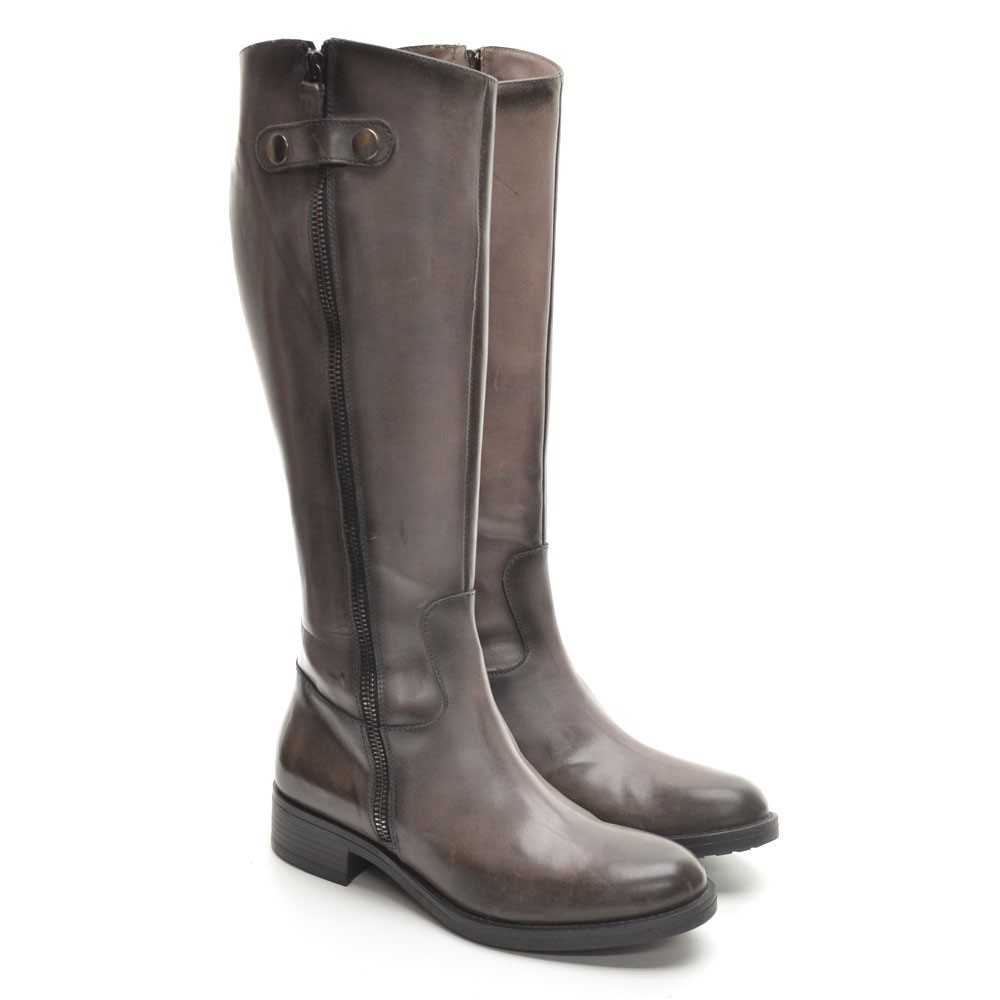 Ladies Donna Piu Lia $350 Riding Knee Boots 36 / 6 Gray Leather Shoes New in Box