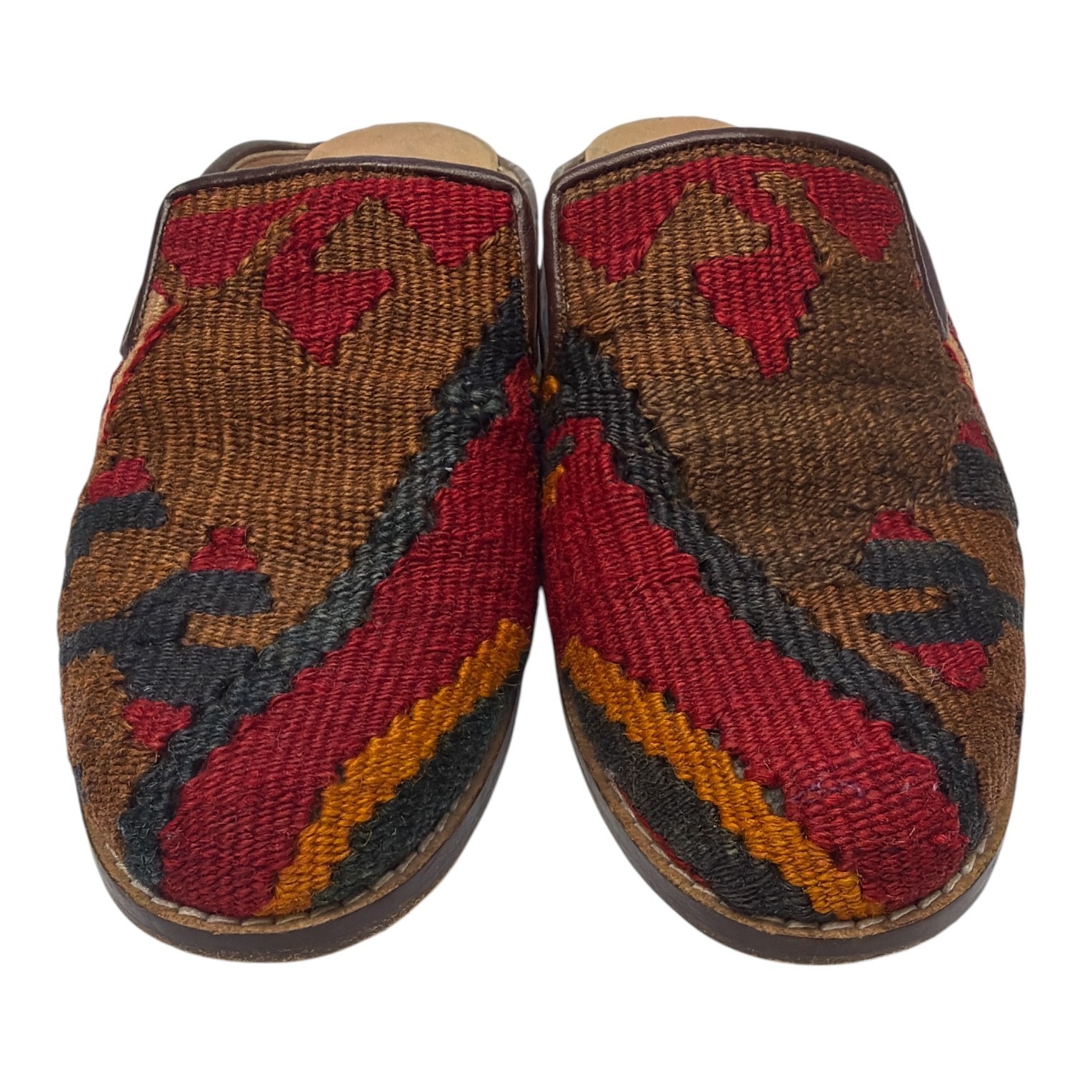 Mules Kilim Smoking Shoes Women SZ 3 Tapestry Leather Wool Textile Turkish