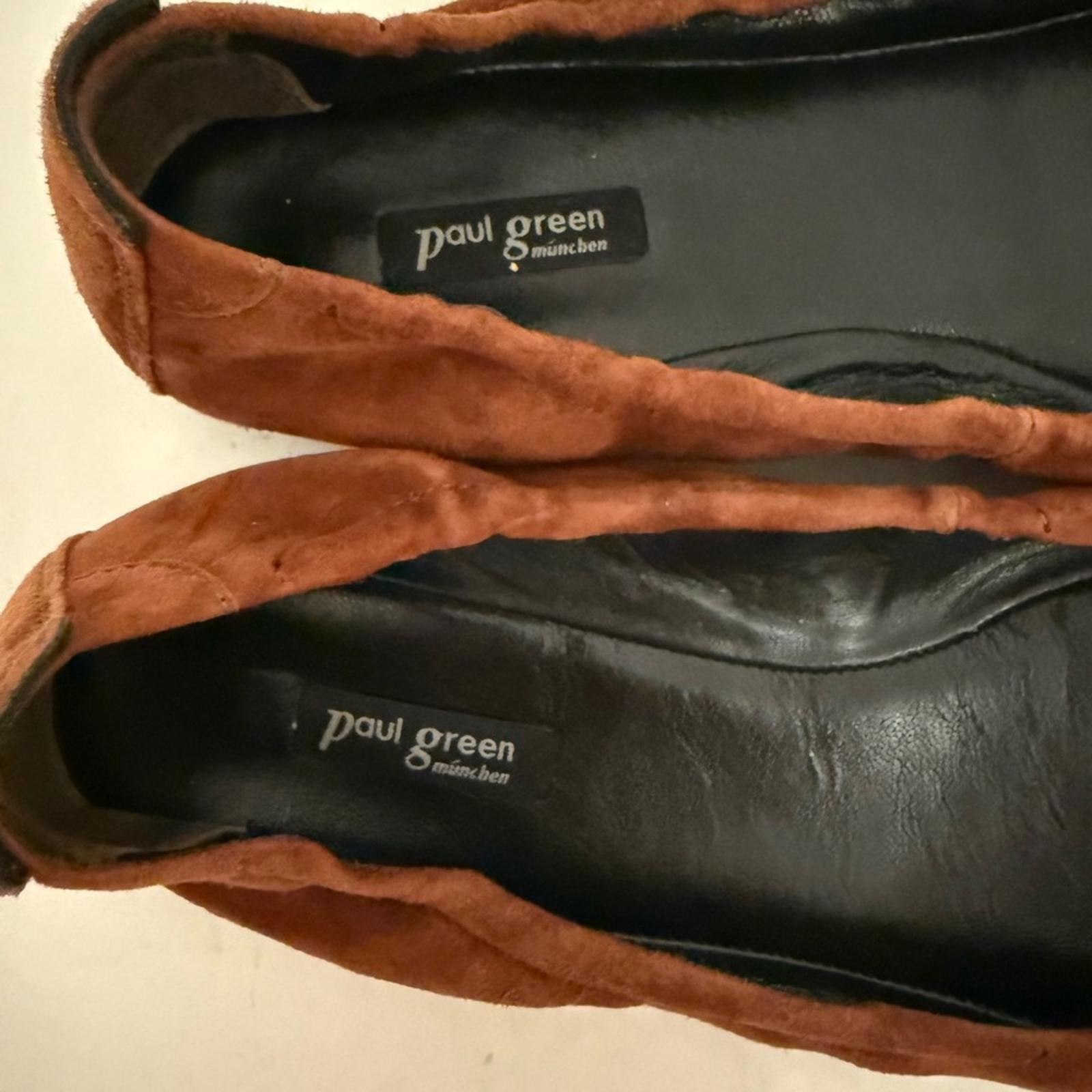 Paul Green Nellie Brown Suede Black Patent Cap Toe Ballet Flats Size US 7.5 UK 5