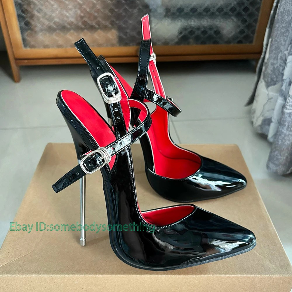 Women 16cm Extreme High Heels Sandals Buckle Strap Pointed Toe Pumps Party Shoes