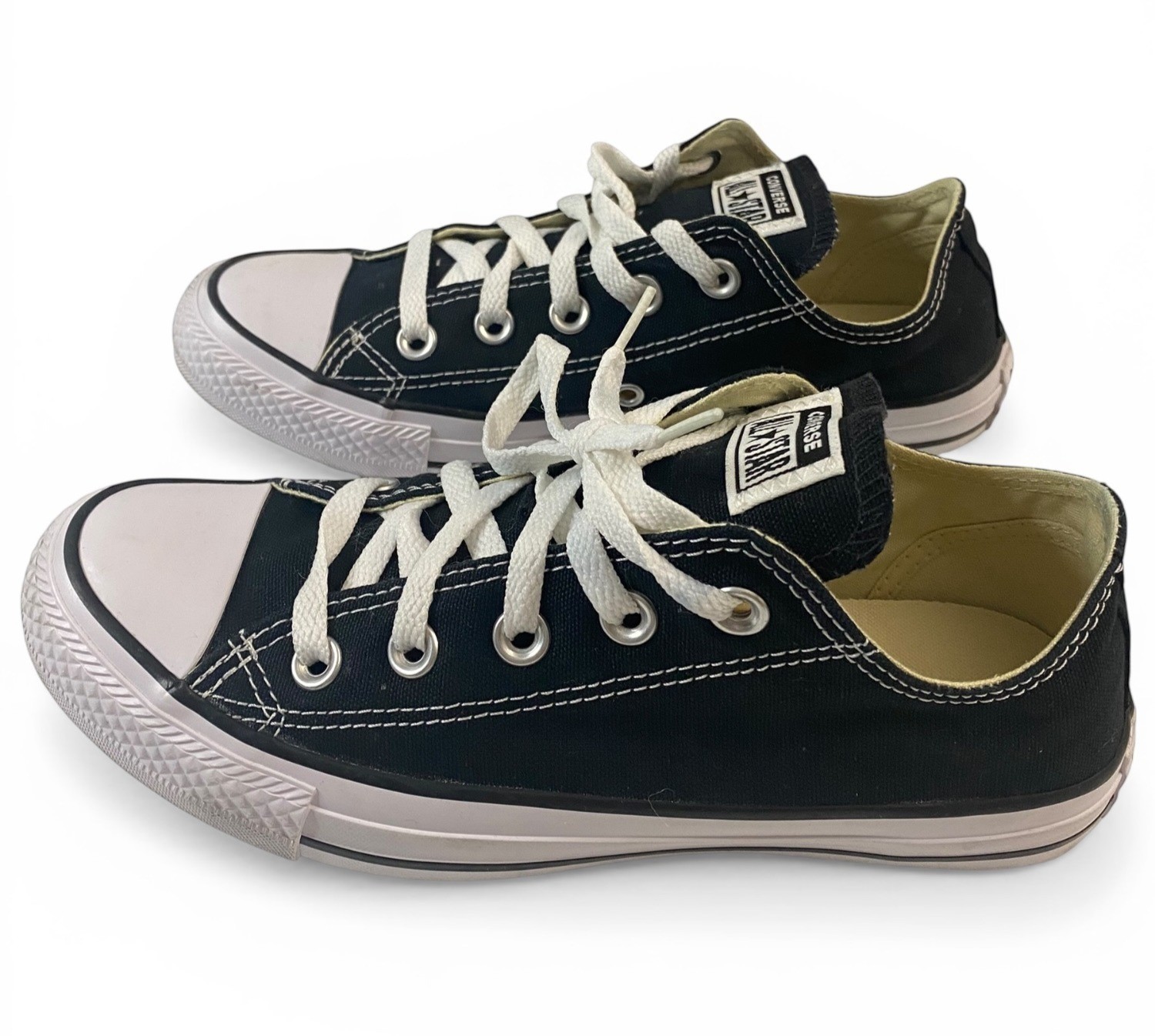 Converse All Star Low Black White Sneakers Mens 4 Womens 6 Chuck Taylor Shoes