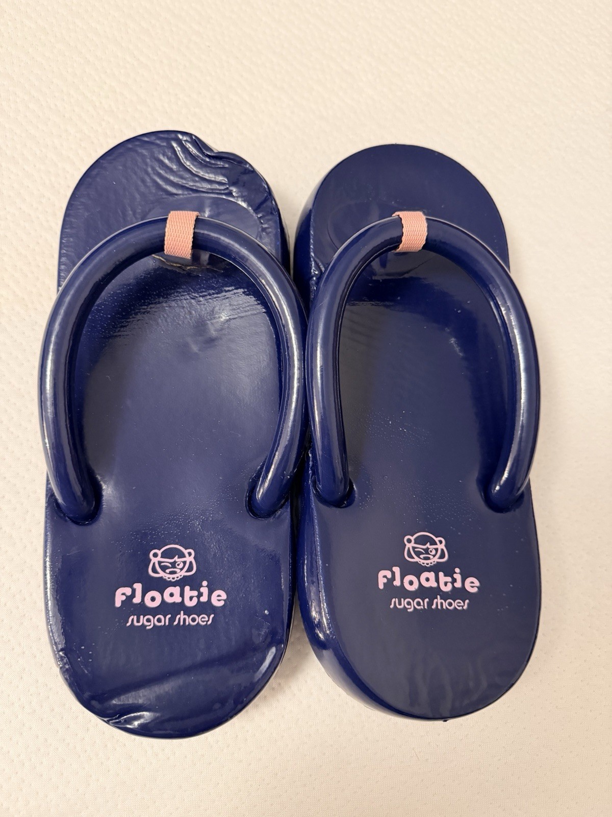 VTG Floatie Sugar Shoes Blue Pink 9 3/4” Long Floating Flip Flops 90s Y2K READ