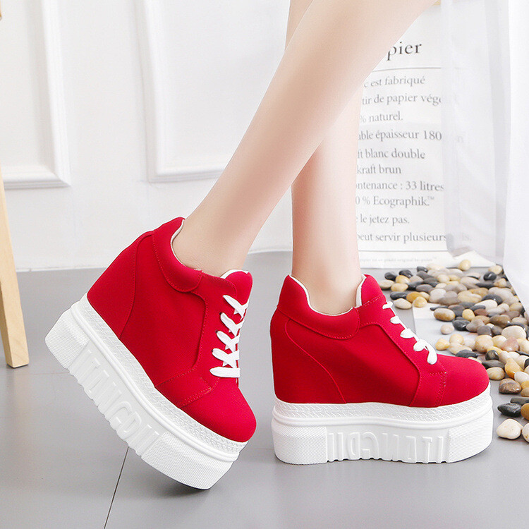 Women Floral Slip On Casual Chunky Creepers Platform Wedge Shoes Ladies Sneakers