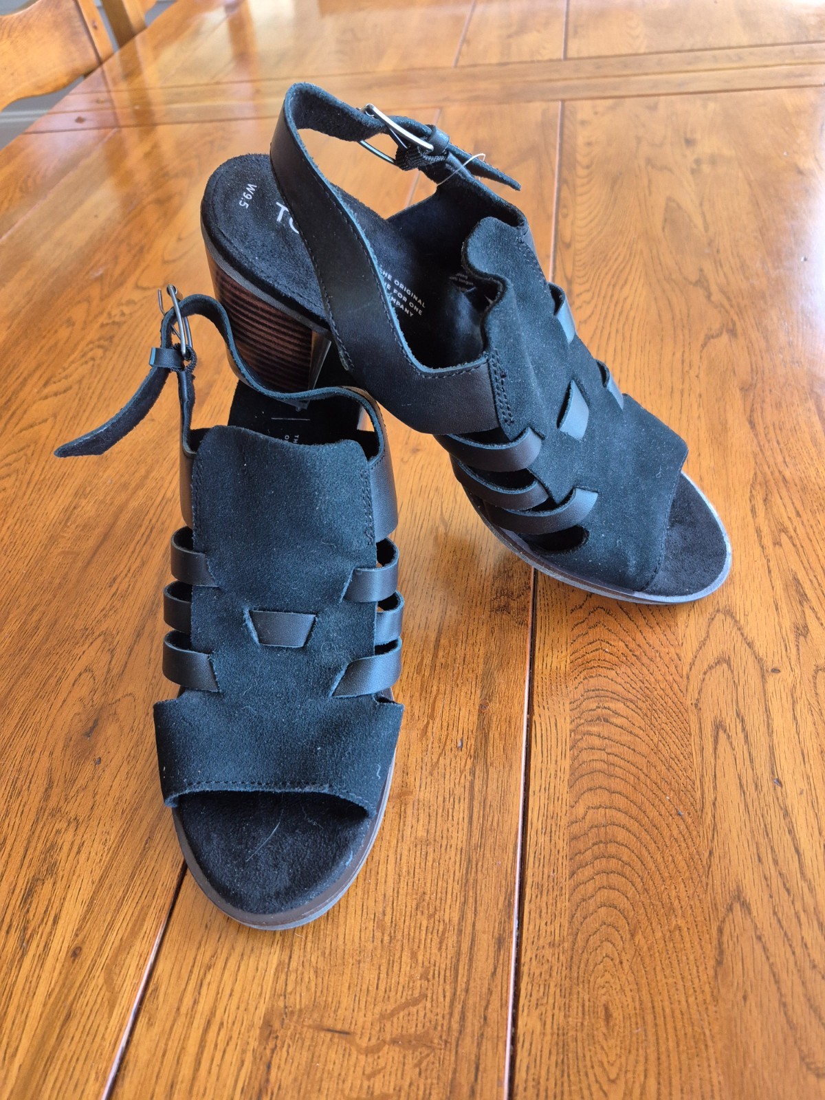 Toms’ Womens Majorca Woven Black Suede Open Toe Size 9.5 Sandals Shoes B42 NWT