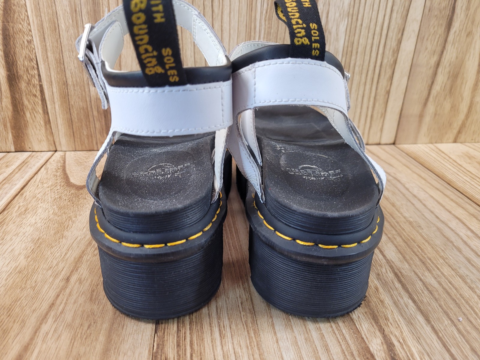 Doc Dr Martens Blaire Quad Platform White Leather Sandals Straps Womens Size 9
