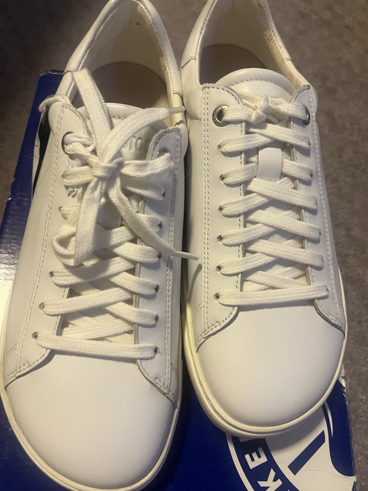 Birkenstock Women Bend Low Top Sneakers Shoes White EU38 US7/7.5 Almond Toe EUC