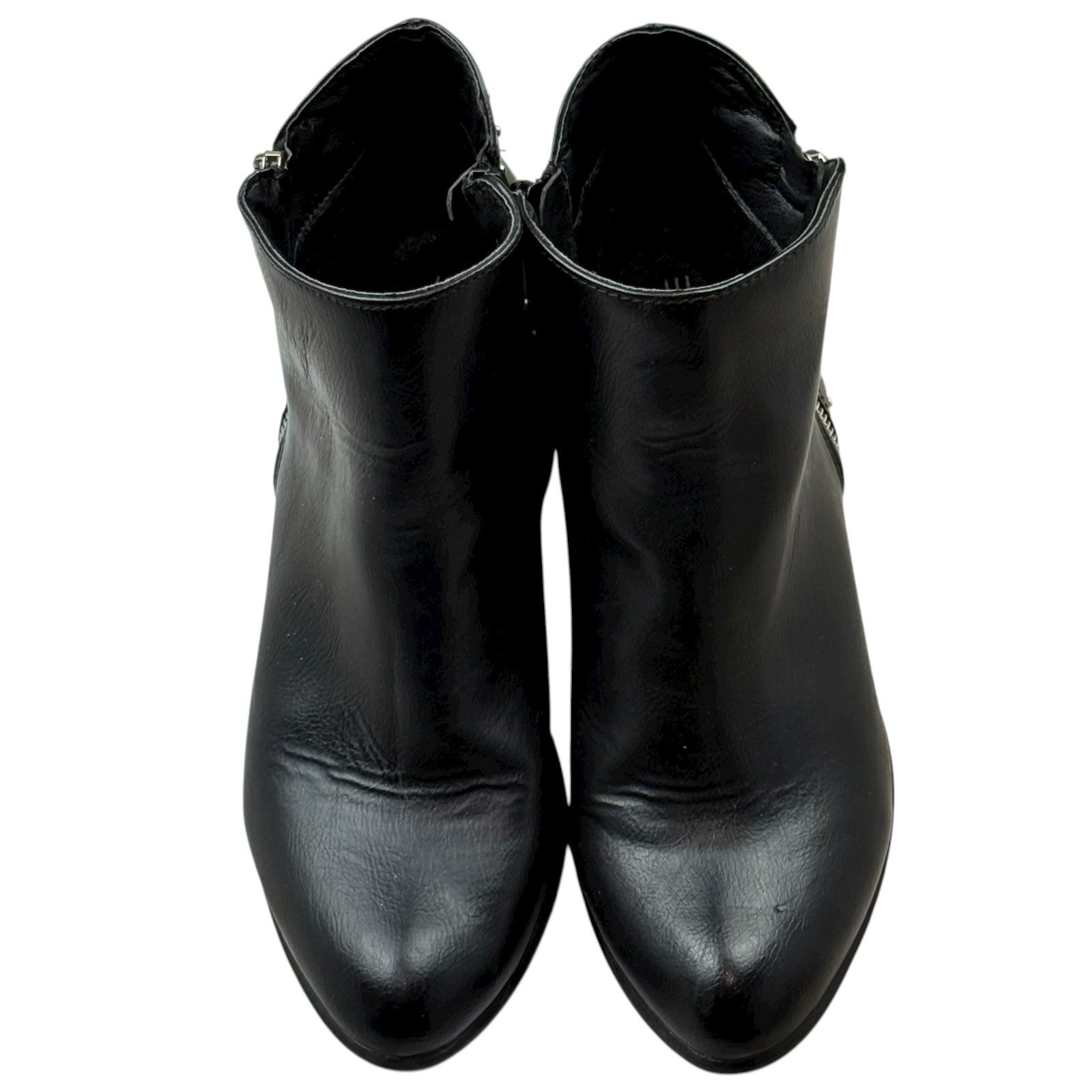 Esprit Topaz Black Studded Ankle Boots Womens Size 9M Side Zip Low Block Heel