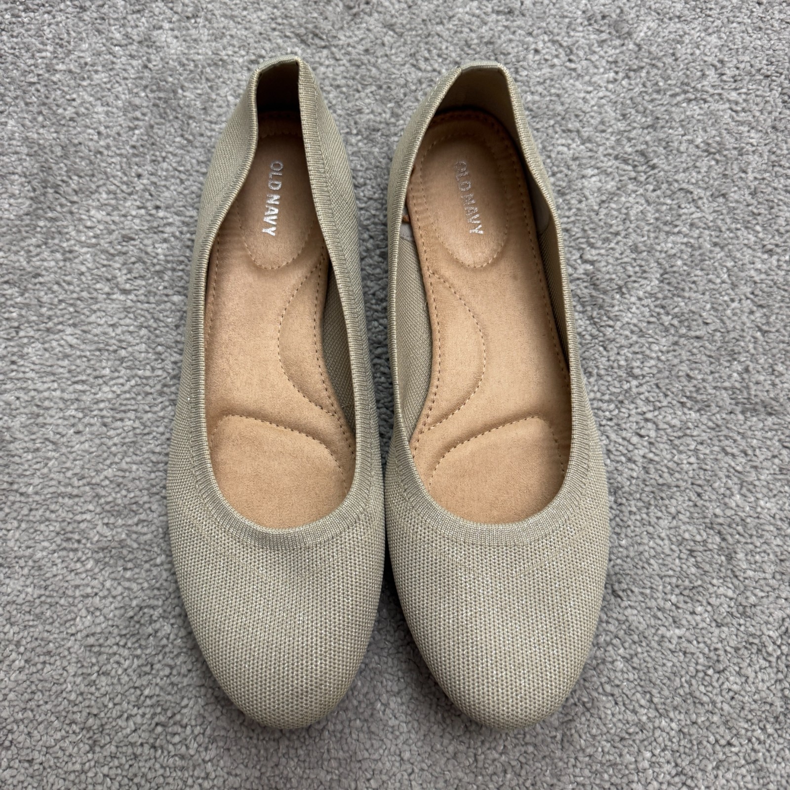 Old Navy Almond Toe Knit Ballet Flat Shoes Womens 10 Beige Cozy Cashmere Classic