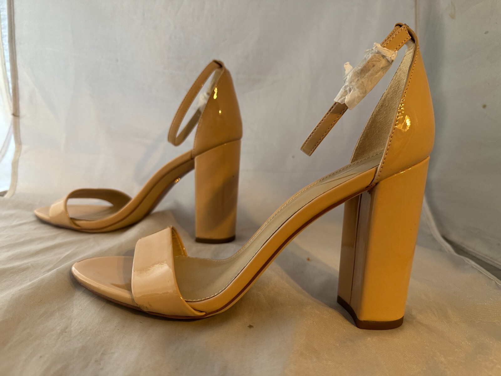 Sam Edelman Yaro Ankle Strap Sandal, Beige Patent, Women Size 10.5 $130 NEW